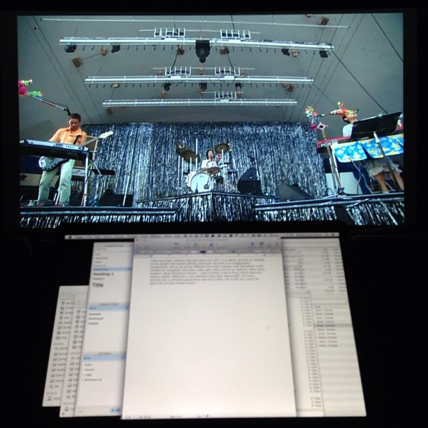 I enjoy being able to do my work in a big shmancy theater with a Clammbon concert on. :D~